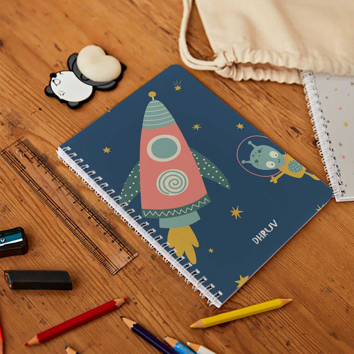 Personalized Space Explorer Theme Spiral Bound Notebook | 60 Pages