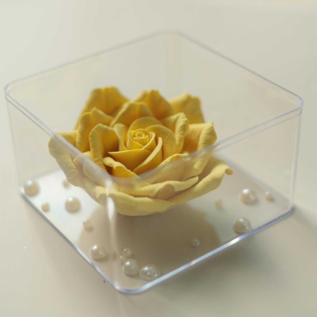 Handmade Forever Yellow Rose Realistic Deco Clay Table Decor