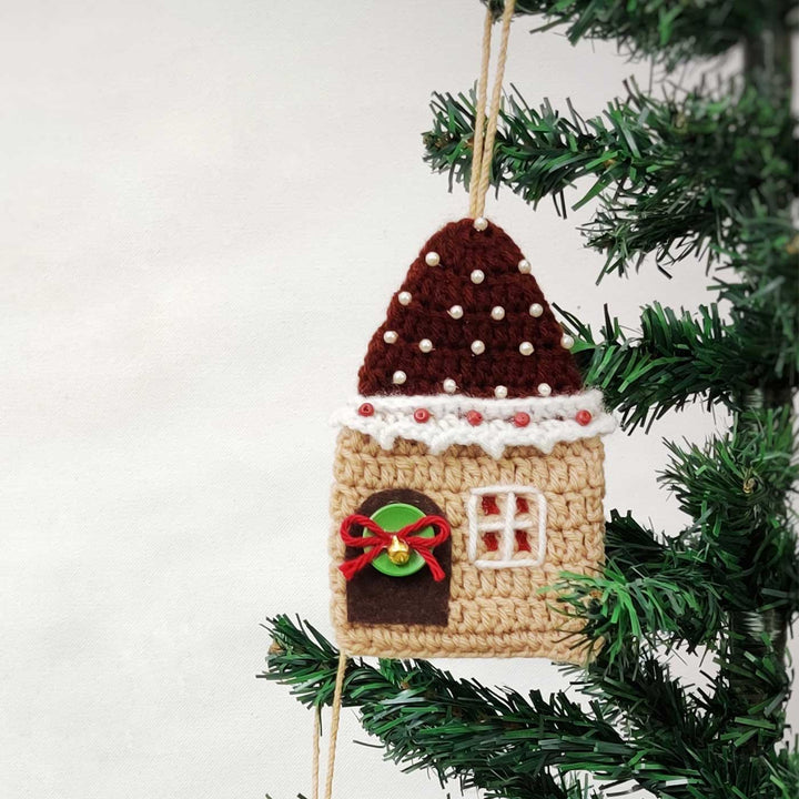 Handmade House Crochet Ornaments For Christmas Tree Decoration | Set Of 2