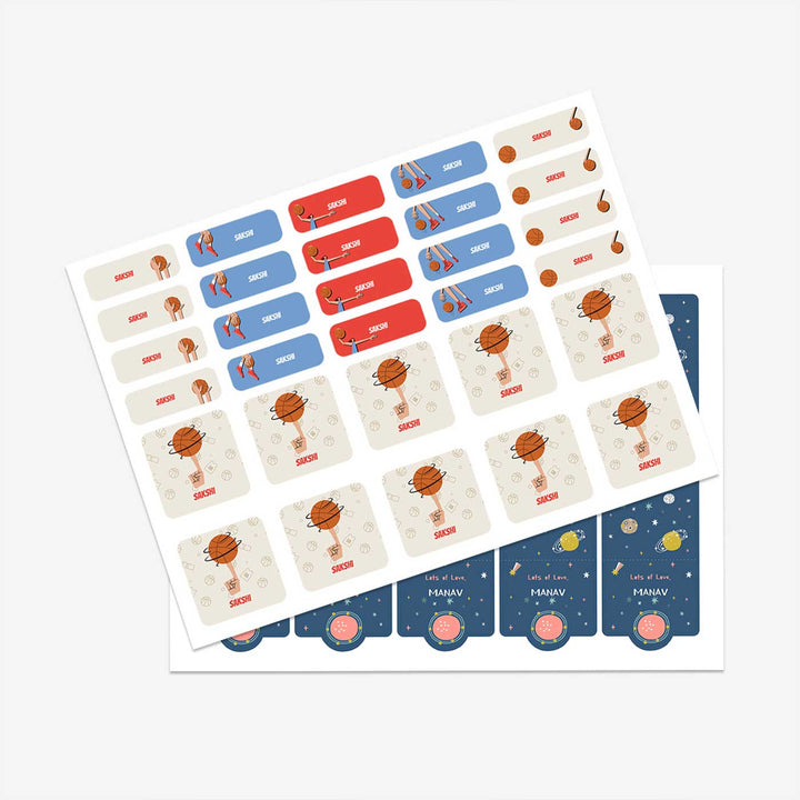 Personalized Basketball Fever Girl Theme Sticker Sheet | 40 Stickers