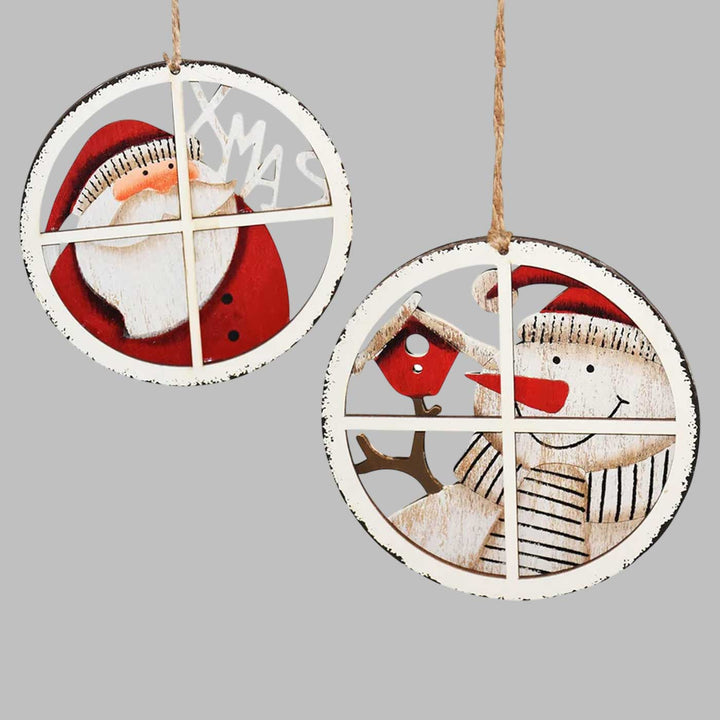 Handmade Peek-A-Boo Wooden Ornaments For Christmas Tree Decoration