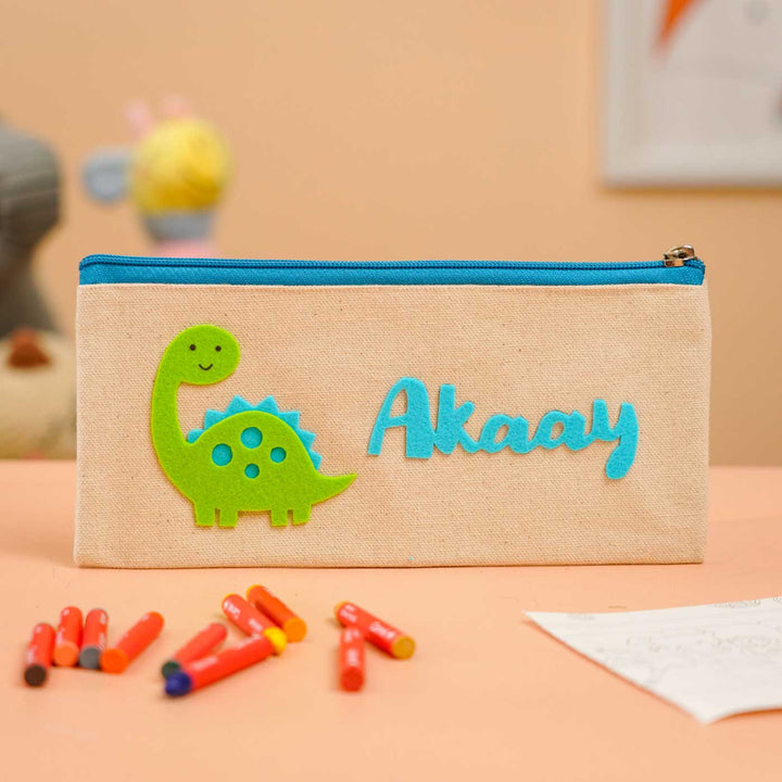 Personalized Dino Theme Stationary Pouch