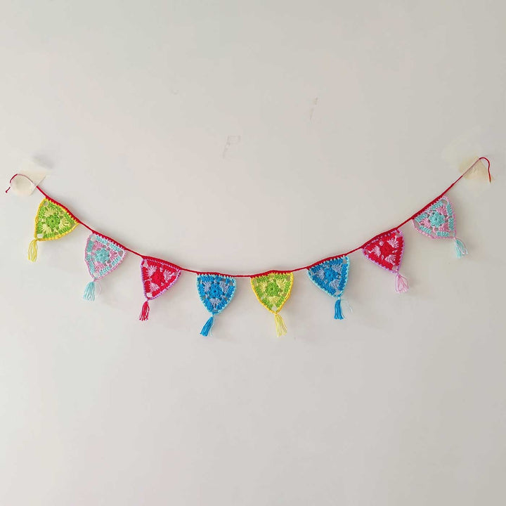 Handmade Dual Tone Crochet Garland/ Bunting For Christmas Wall Decoration