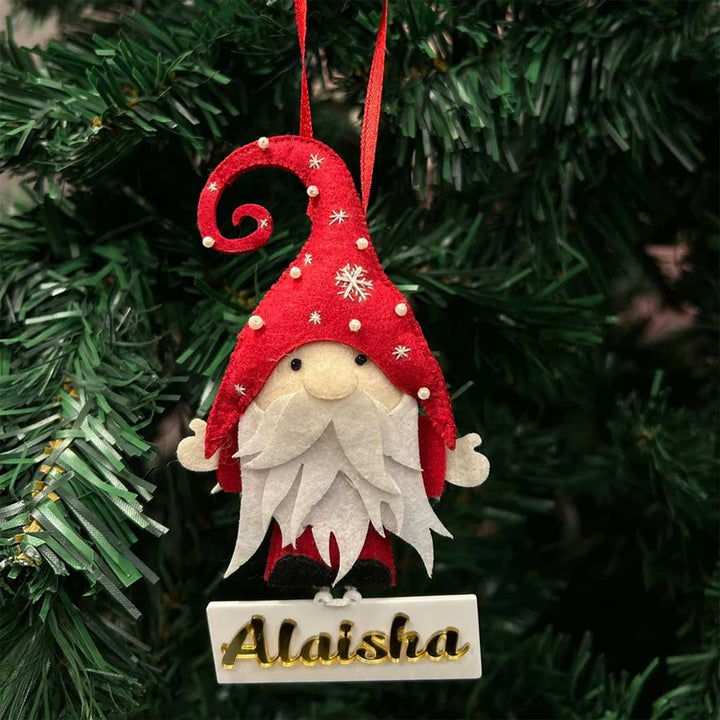 Personalized Gnome Felt Ornaments For Christmas Tree Decoration