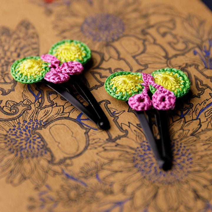 Handmade Citrus Butterfly Flower Hair Clips | Set of 2