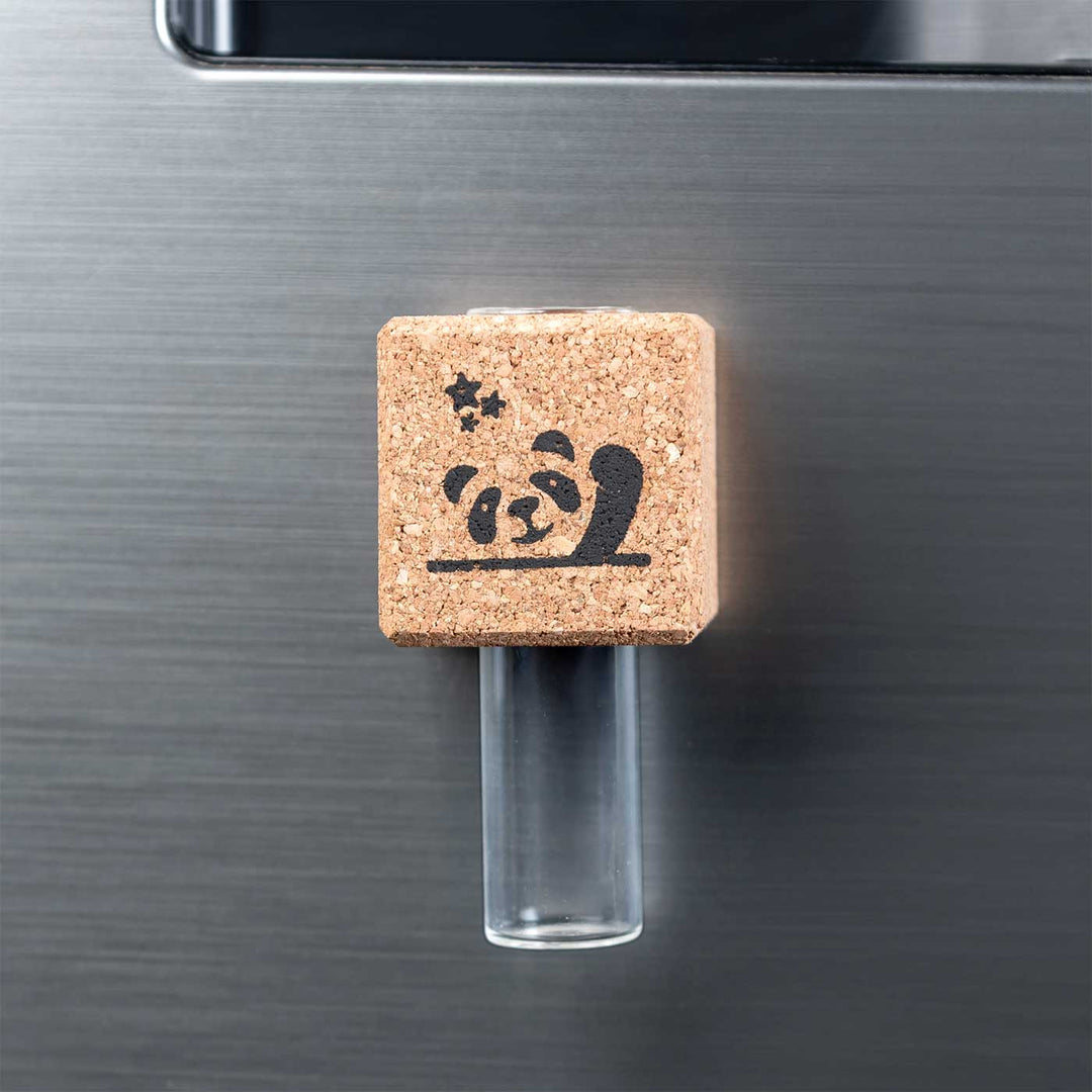 Handmade Cute Cat And Panda Fridge Magnet Cork Planter | Set Of 2