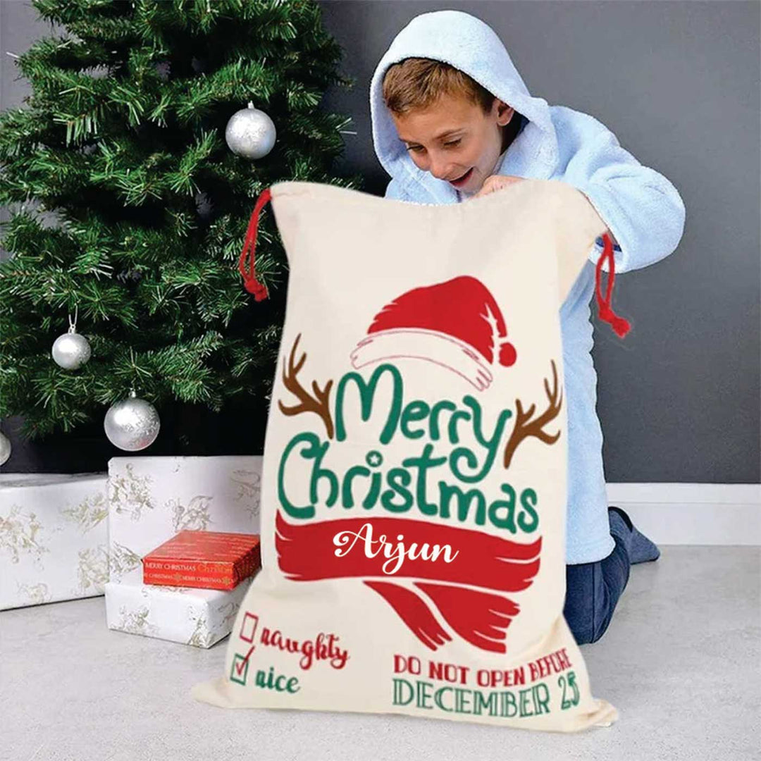 Personalized Merry Christmas Extra Large Muslin Gift Sack | Xmas Gifting Ideas