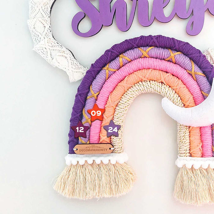 Macrame Cloud & Star Personalized Kids' Nameplate