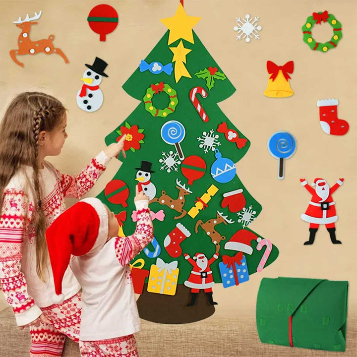 40 Inches Christmas Xmas Tree With 25 Ornaments Felt DIY Decor