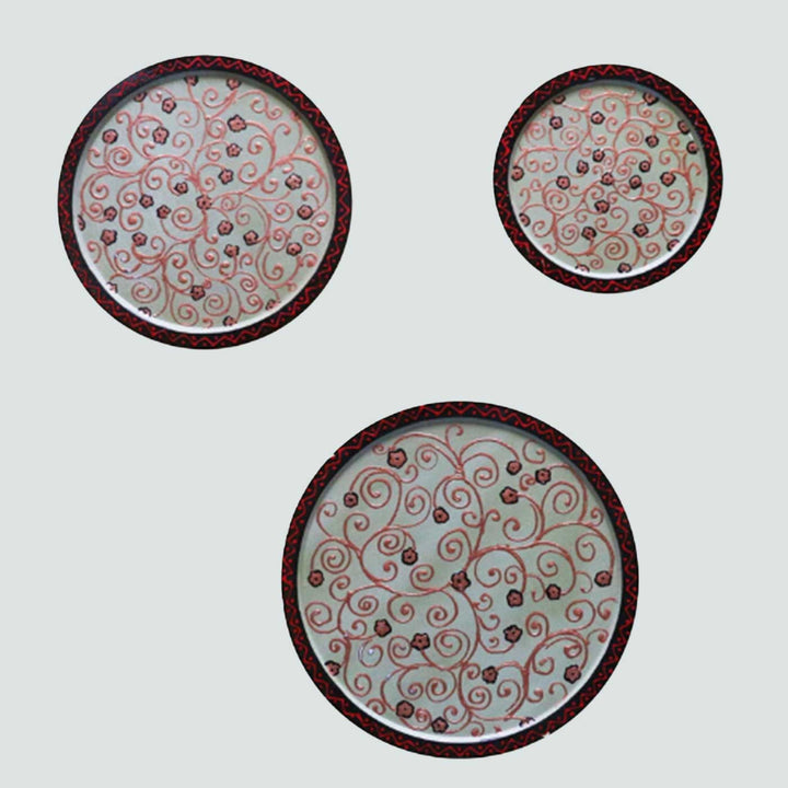 Hand-Painted White Ornate Wooden Wall Plate | Set Of 3