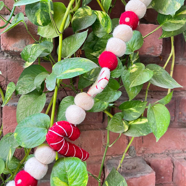 Handmade 3D Upcycled Candy Cane Felt Garland/ Bunting For Christmas Decoration