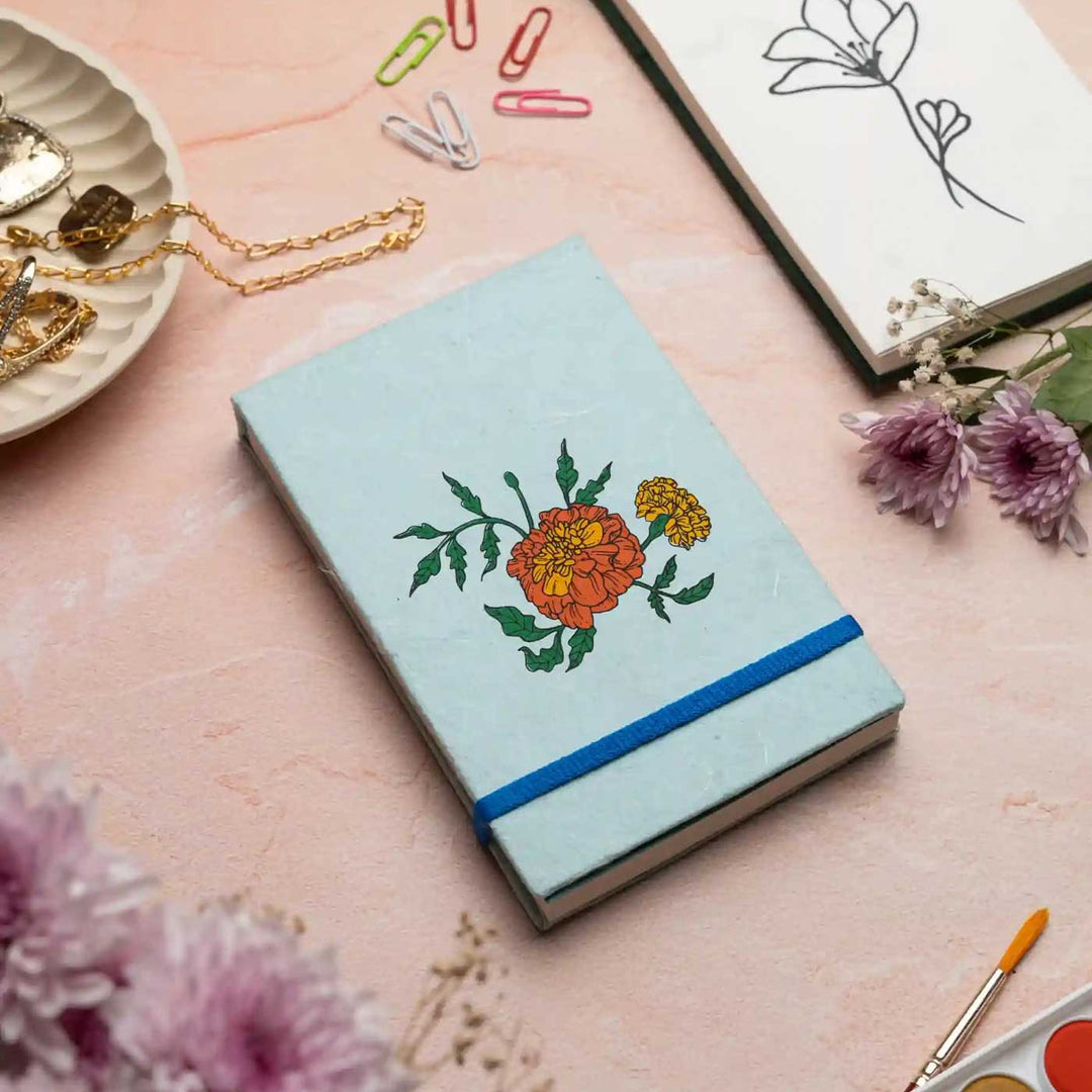 Handmade Genda Phool Unruled Notepads | 100 Pages