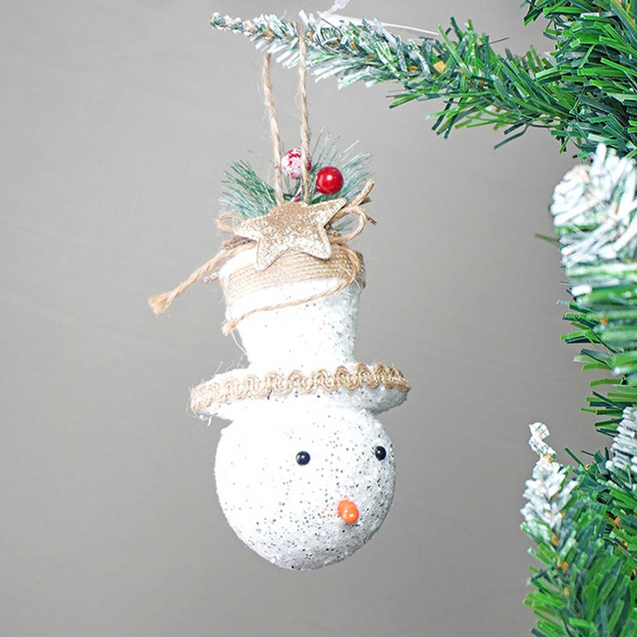 Handmade White Double Glitter Ornaments For Christmas Tree Decoration | Set Of 5