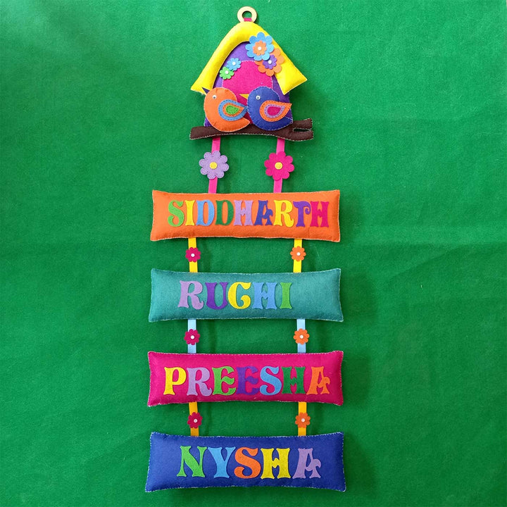 Personalized Handmade Bird House Felt Kids Name Plate