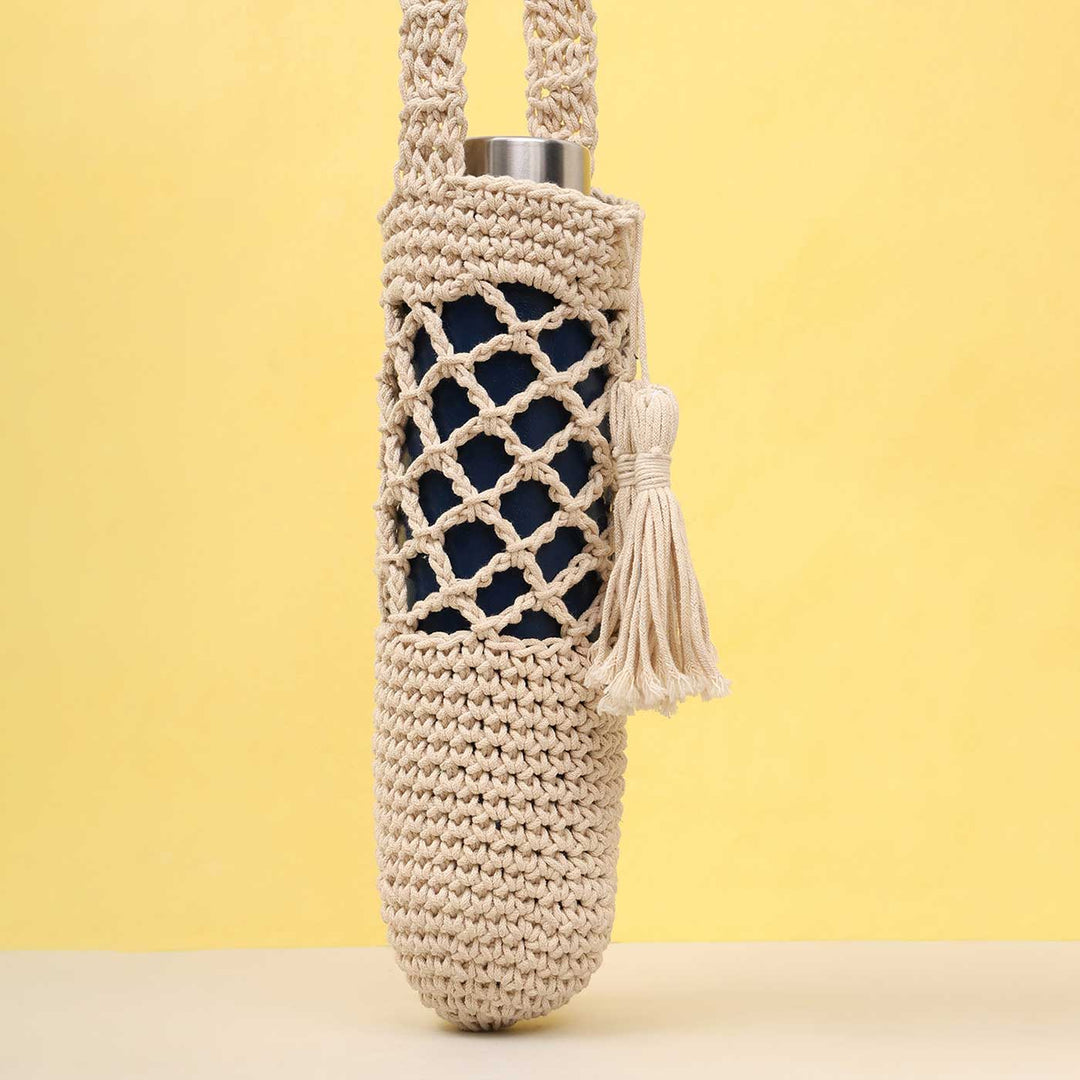 Handmade Crochet Water Bottle Tote Bag