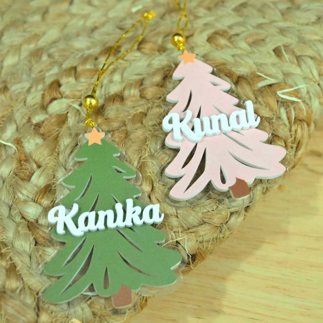 Personalized Xmas Tree Shaped Acrylic Ornament For Christmas Tree Decoration