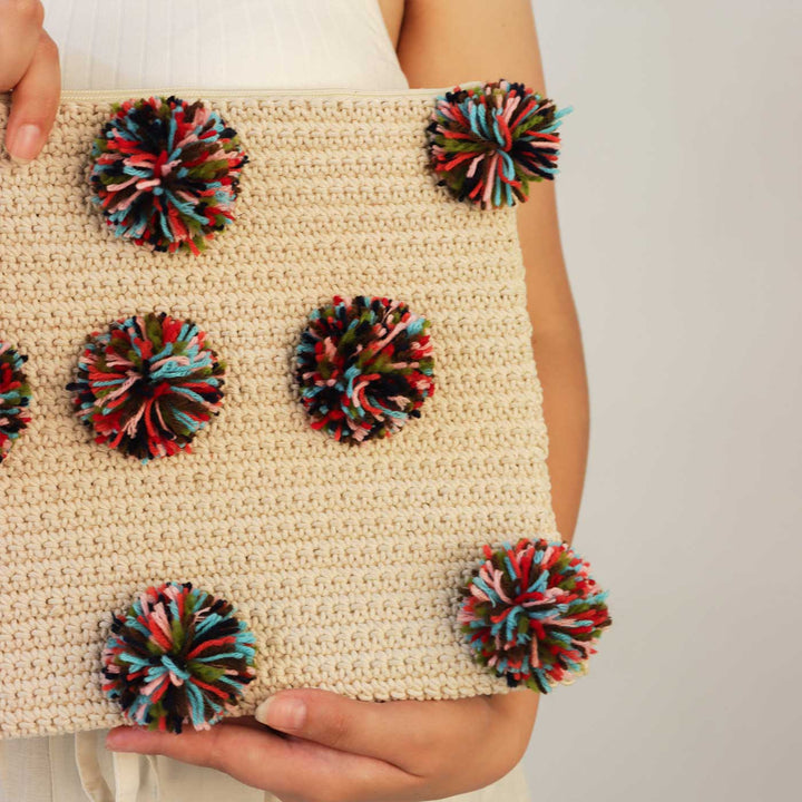 Handmade Crochet Pom Pom Pouch