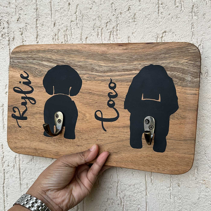 Personalized Handmade Wooden Key Hanger For 2 Pets