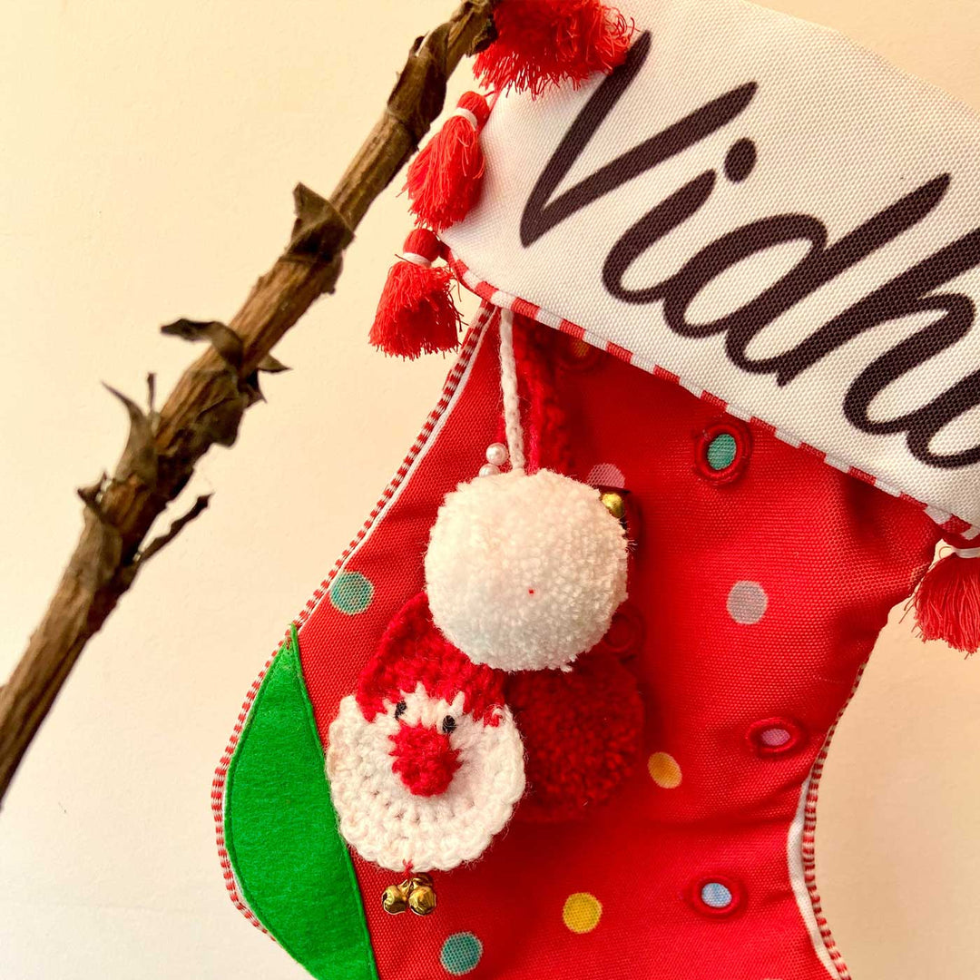 Personalized Red Cotton Stocking For Christmas Decoration