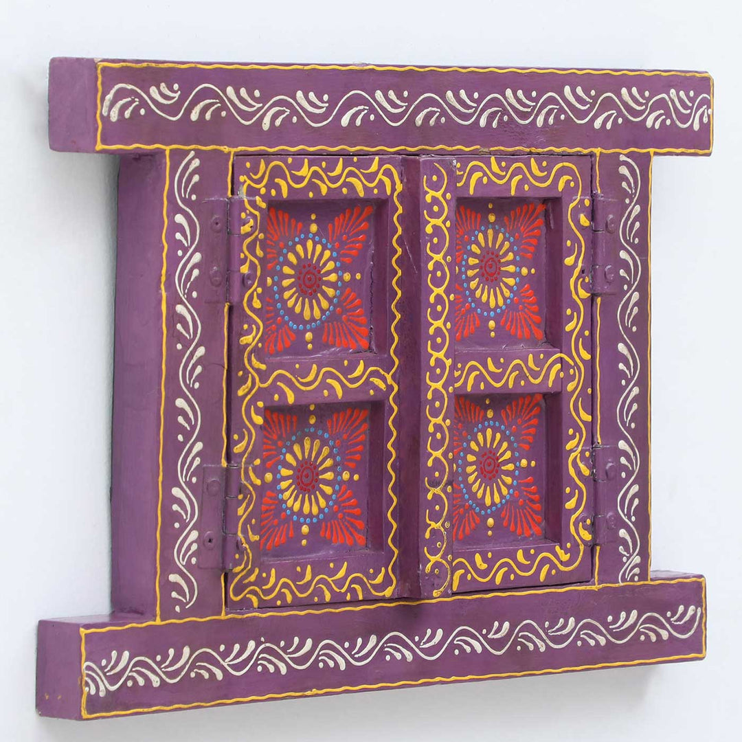 Handmade Decorative Purple Wooden Window Wall Decor