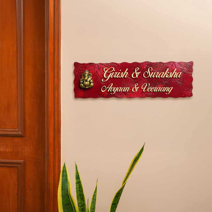 Personalized Divine Ganesha Theme Mdf Wood Name Plate