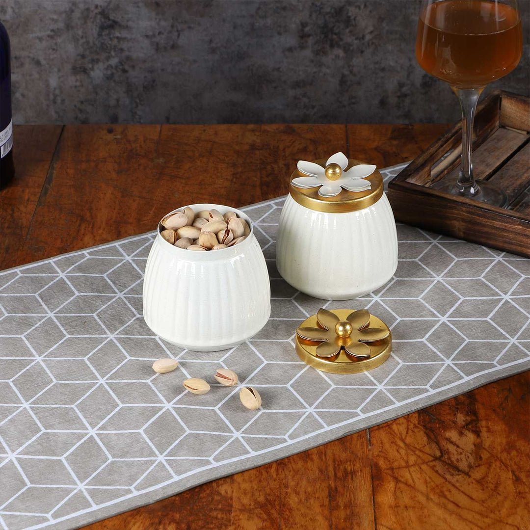 Handmade White & Gold Dry Fruits Bowl | Set Of 2