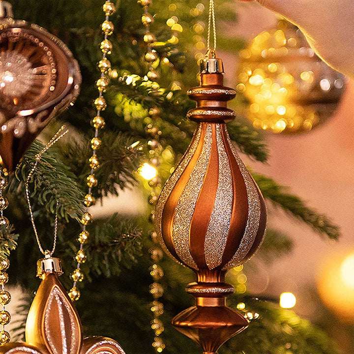 Brown Mocha & Gold Chandelier themed Christmas Ball Ornaments For Decoration | Set of 60