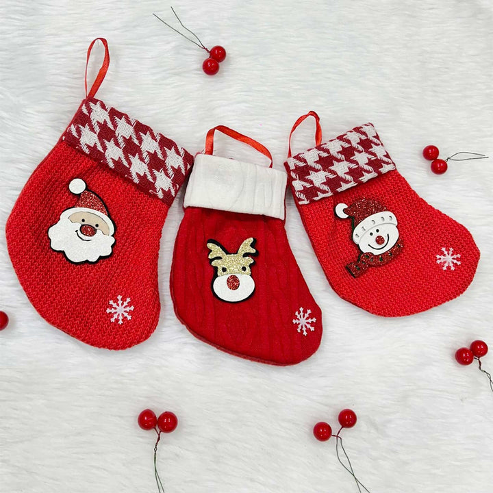 Personalized Mini Jolly Trio Cotton Stockings For Christmas Decoration | Set of 3