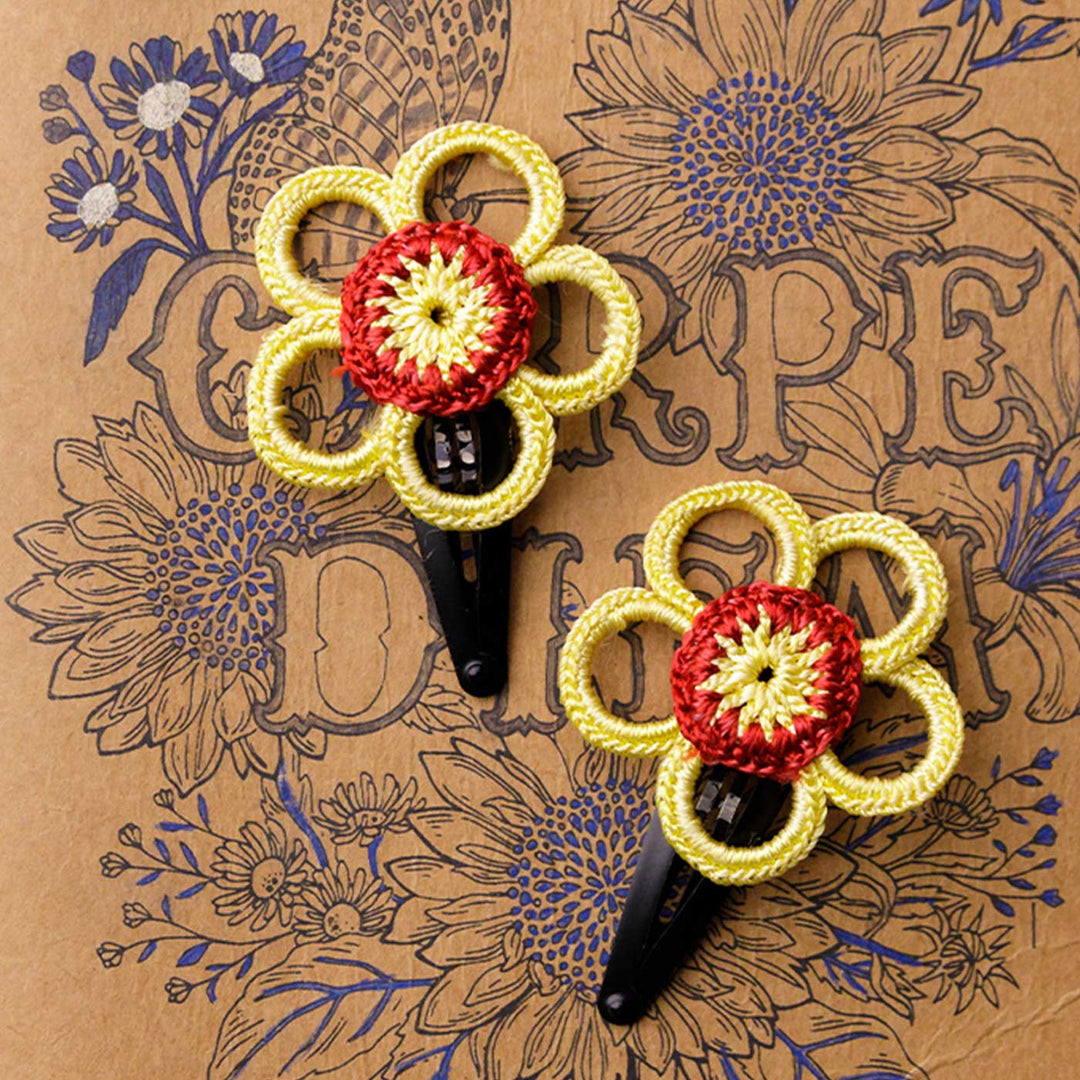 Handmade Red Dahlia Flower Hair Clips | Set of 2