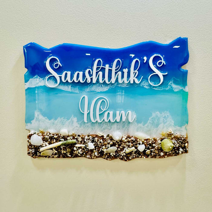 Personalized Light Ocean Theme Resin Name Plate