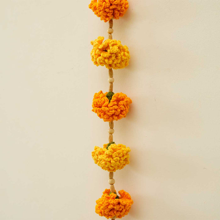 Handmade Ashok Patta & Marigold Flower Crochet Hanging