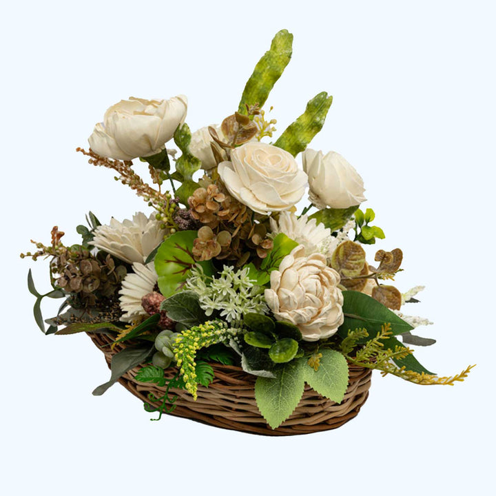 Handmade White Elegance Basket Shola Flower Centerpiece