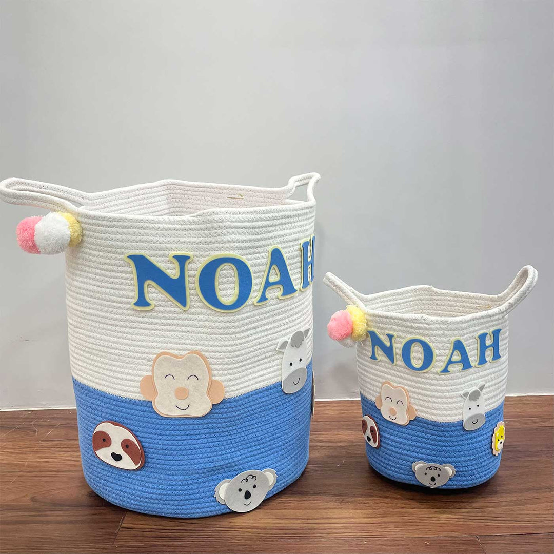 Personalized Handmade Animal Adventure Jute Basket For Kids