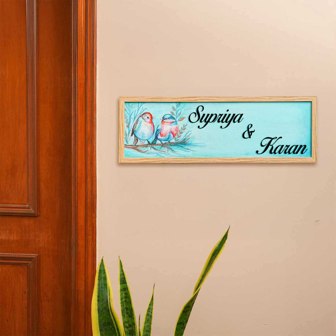 Personalized Birds Theme Mdf Wood Name Plate