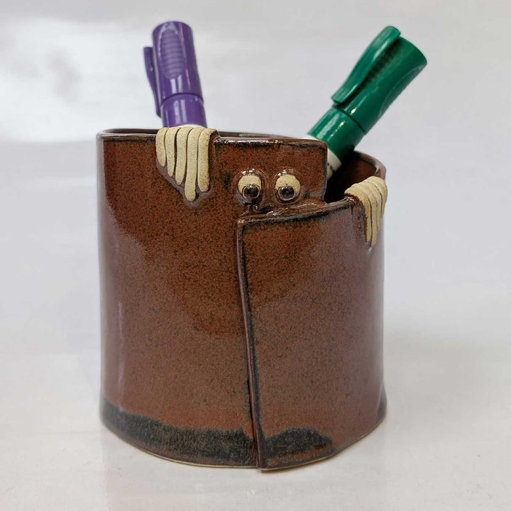 Hand-Painted Peek A Boo Organiser Ceramic Pen Holder