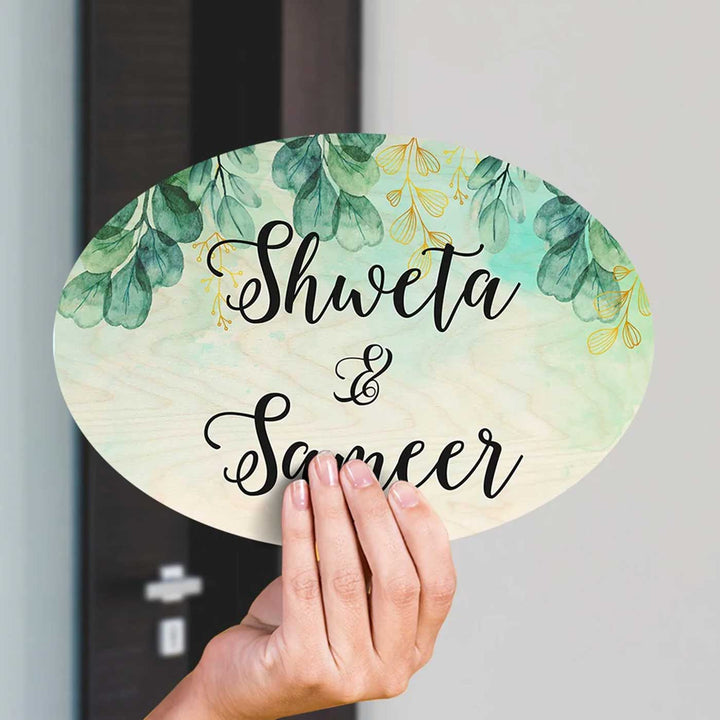 Personalized Printed Spring Floral Wooden Oval Nameplate