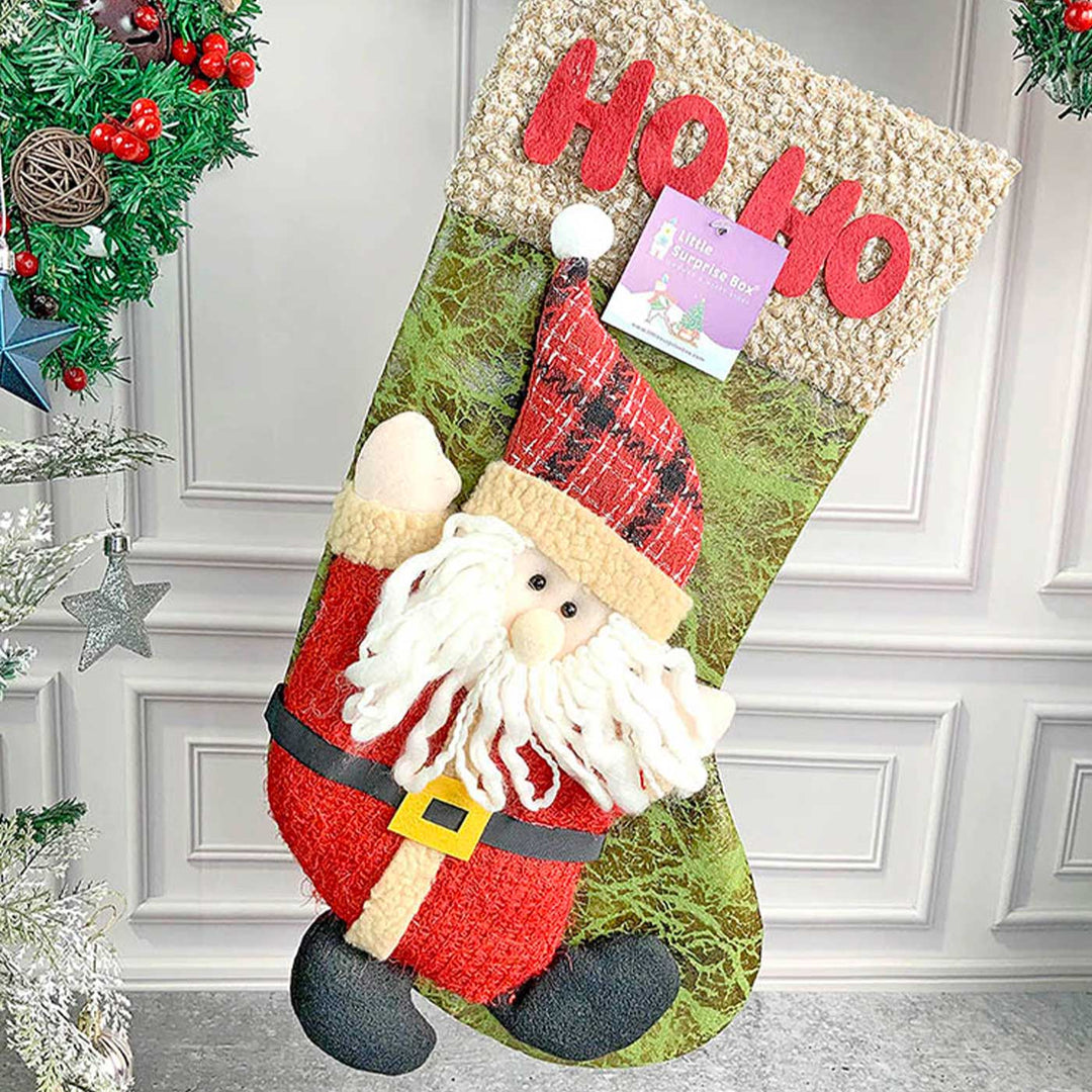 Handmade Hoho Santa Cotton Stockings For Christmas Decoration