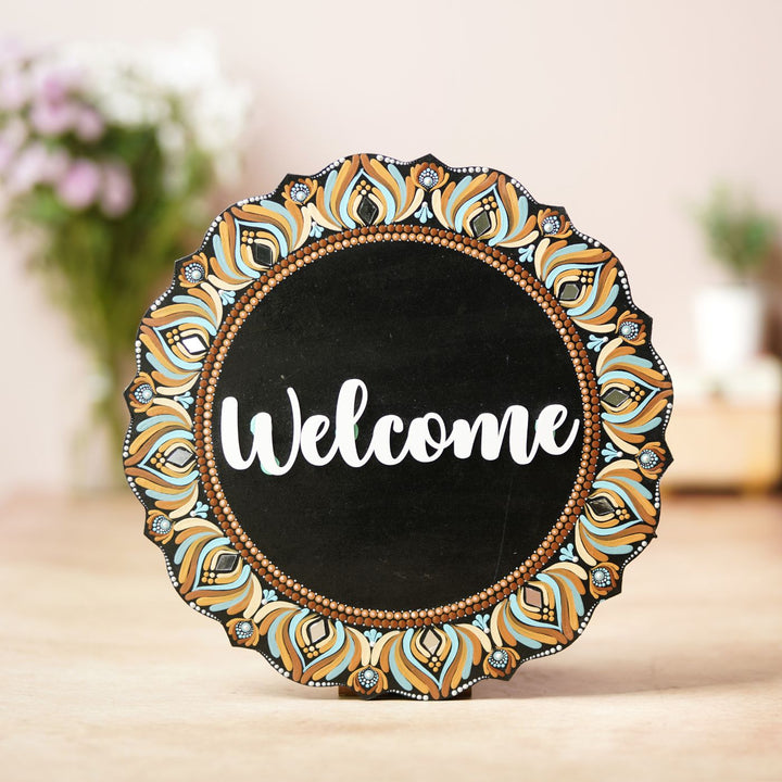 Handcrafted Dot Art Circular Name Plate