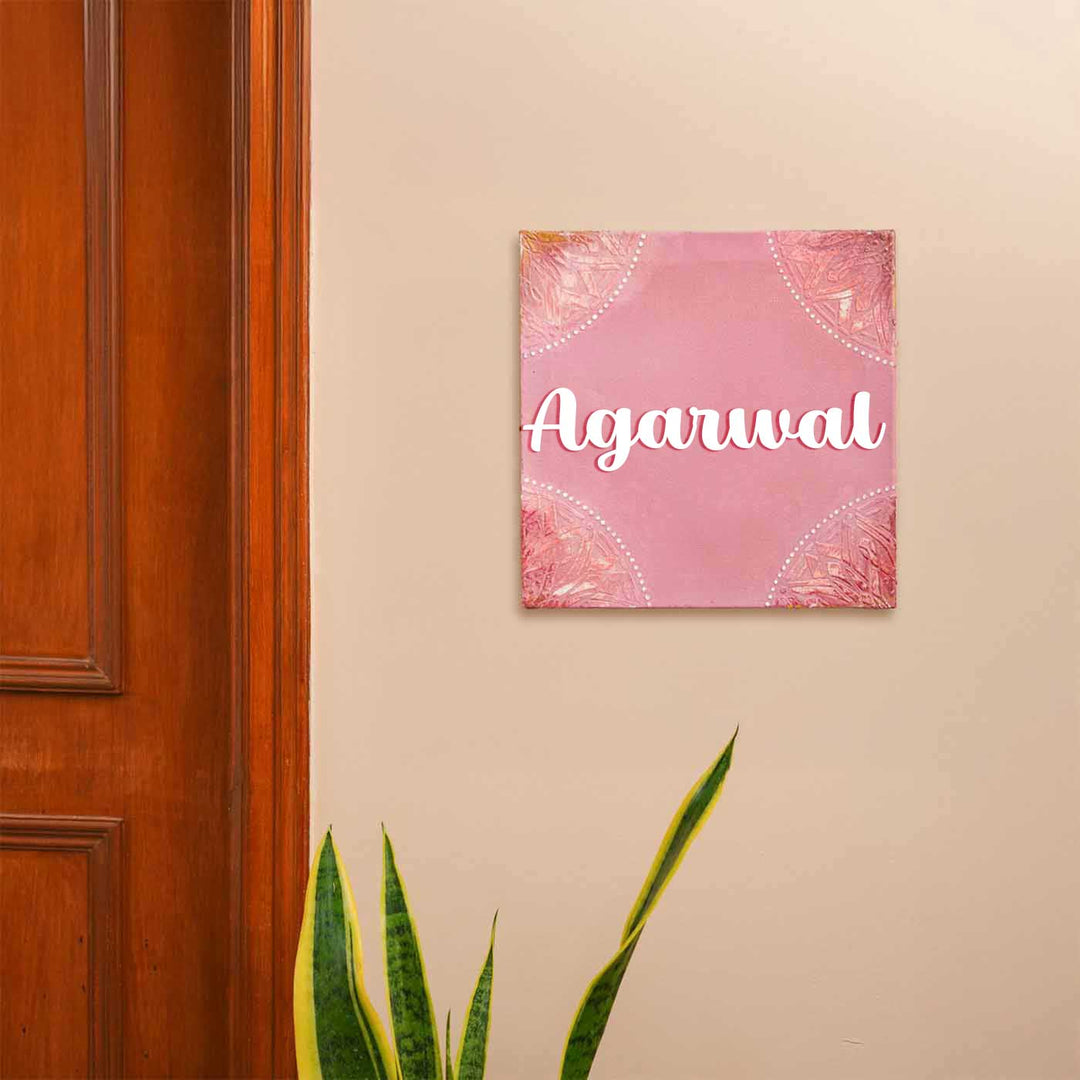 Personalized Pink Elegance Mdf Wood Name Plate