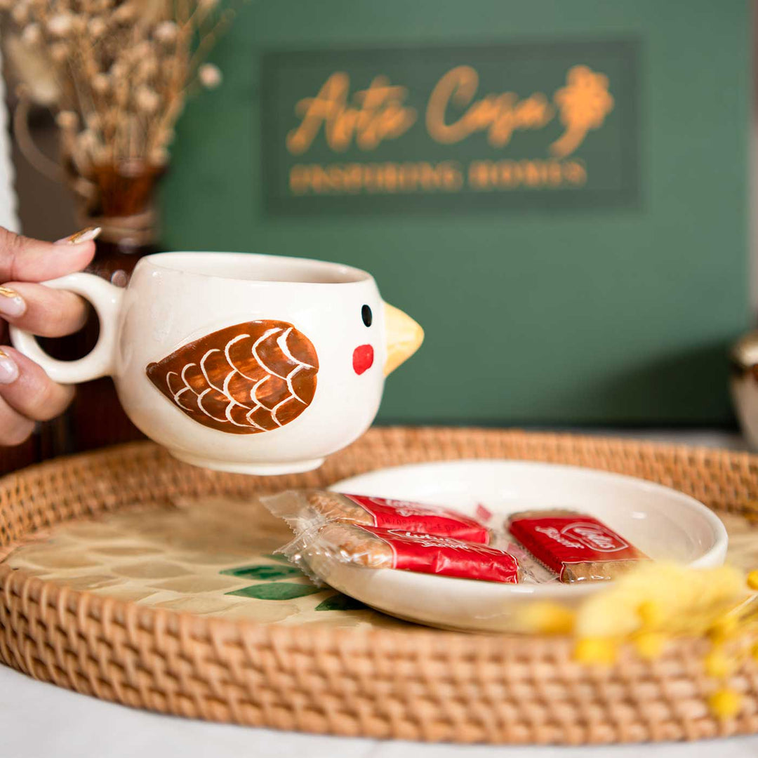 Chirp & Sip Bird Shaped Ceramic Cup & Saucer