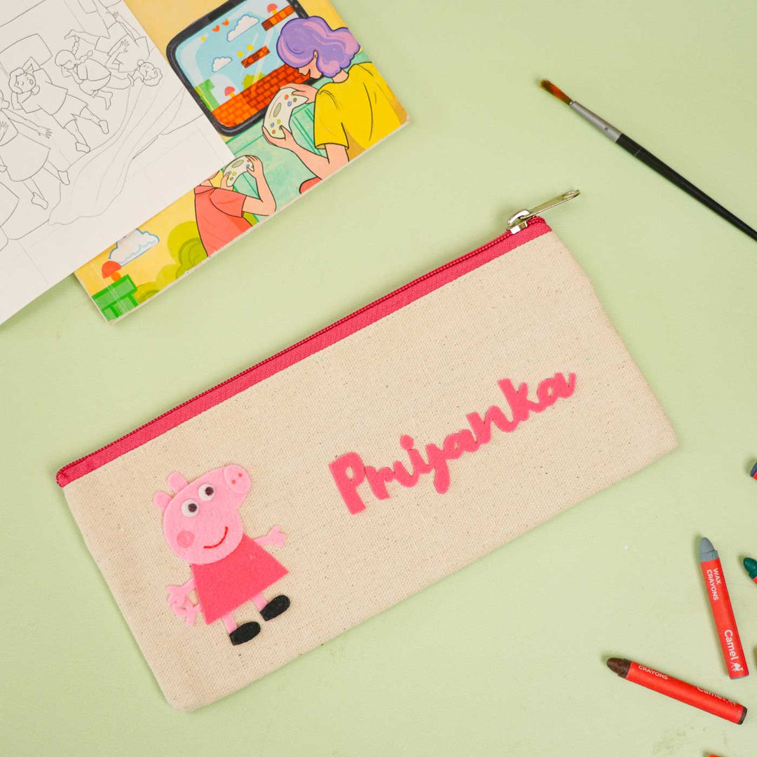 Personalized Peppa Pig Theme Stationary Pouch