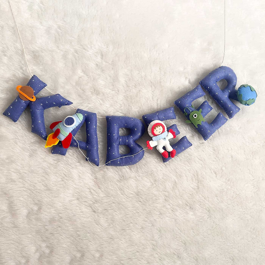 Handcrafted Personalized Space Themed Bunting For Kids