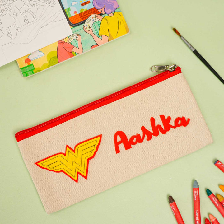 Personalized Wonder Woman Theme Stationary Pouch