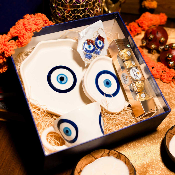 Premium Evil Eye Morning Blessing Ceramic Gift Hamper | Set Of 5