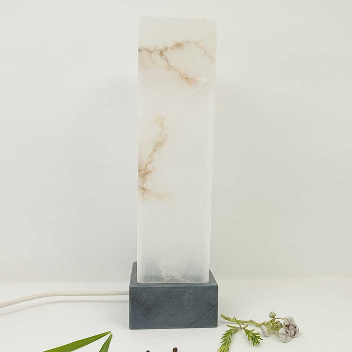 Handmade White Aaus Alabaster Table Lamp