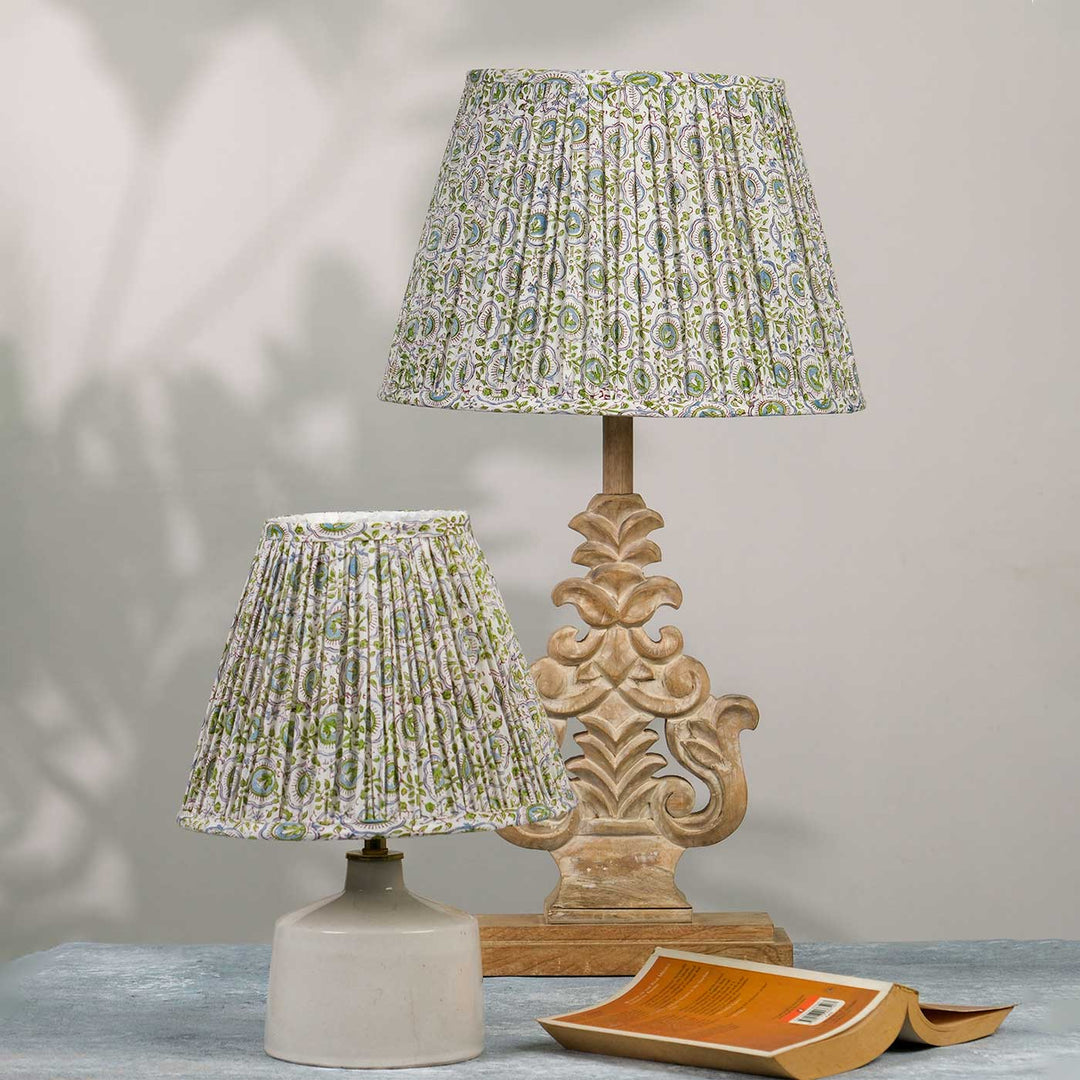 Green & White Block Print Empire Lampshade