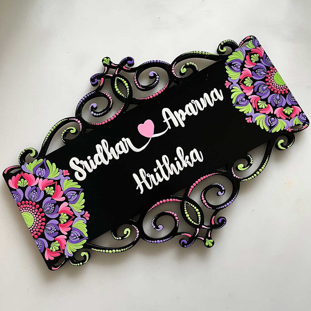 Personalized Handmade Dot Art Rectangle Mdf Wood Name Plate