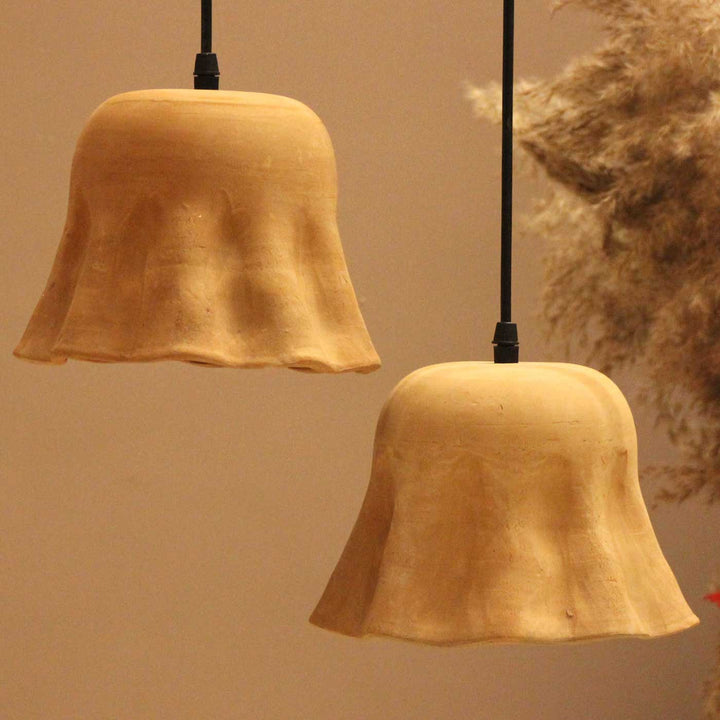 Handmade Designer Natural Terracotta Hanging Lamp | Set Of 2