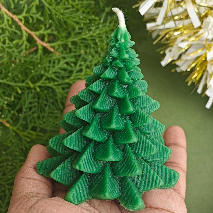 Handmade Green Xmas Tree Soy Wax Candle For Christmas Decoration