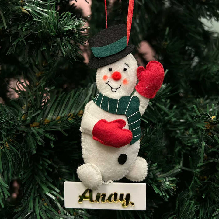 Handmade Happy Snowman Felt Ornaments For Christmas Tree Decoration